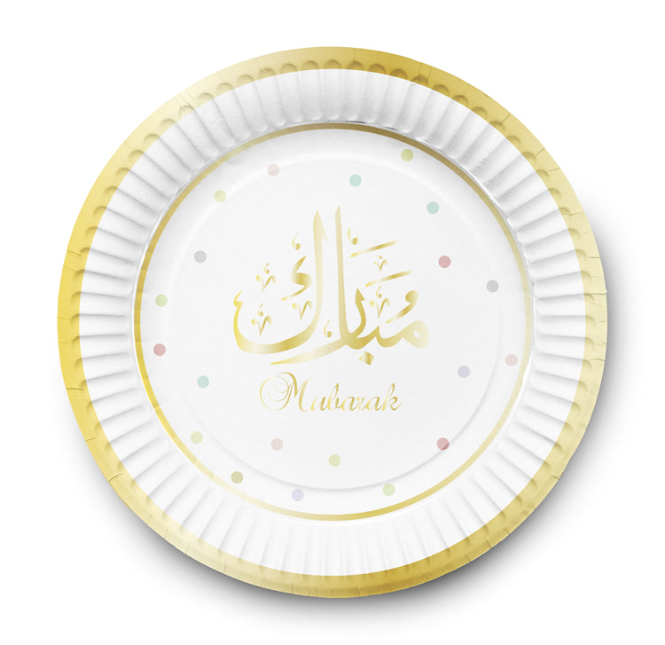 Dessertbordjes Mubarak wit/ goud (6 stuks) Dessertbordjes Mubarak wit/ goud (6 stuks)