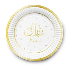 Dessertbordjes Mubarak wit/ goud (6 stuks) Dessertbordjes Mubarak wit/ goud (6 stuks)