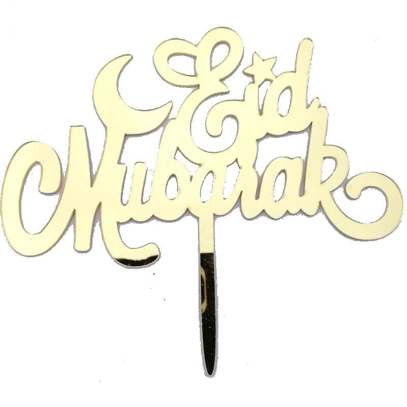 Taarttopper Eid Mubarak 'Eid' - goud (1 stuks) (B) Taarttopper Eid Mubarak 'Eid' - goud (1 stuks) (B)