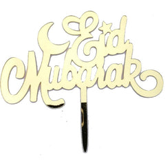 Taarttopper Eid Mubarak 'Eid' - goud (1 stuks) (B) Taarttopper Eid Mubarak 'Eid' - goud (1 stuks) (B)