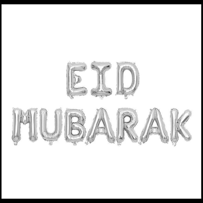 Folieballon "Eid Mubarak" zilver Folieballon "Eid Mubarak" zilver