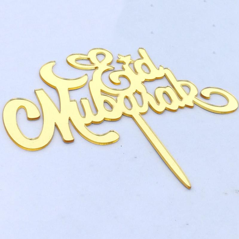 Taarttopper Eid Mubarak 'Eid' - goud (1 stuks) (B) Taarttopper Eid Mubarak 'Eid' - goud (1 stuks) (B)