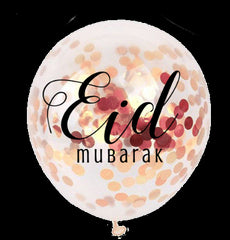 Ballonnen Eid Mubarak confetti rosé (5 stuks)  Ballonnen Eid Mubarak confetti rosé (5 stuks)