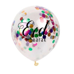 Ballonnen Eid Mubarak confetti multicolor (5 stuks) Ballonnen Eid Mubarak confetti multicolor (5 stuks)