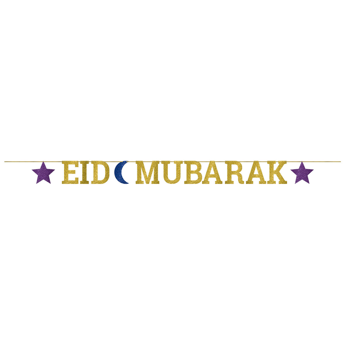 Eid Mubarak Letterbanner - goud/paars