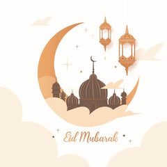 Wenskaart Eid Maan zandkleur Wenskaart Eid Maan zandkleur