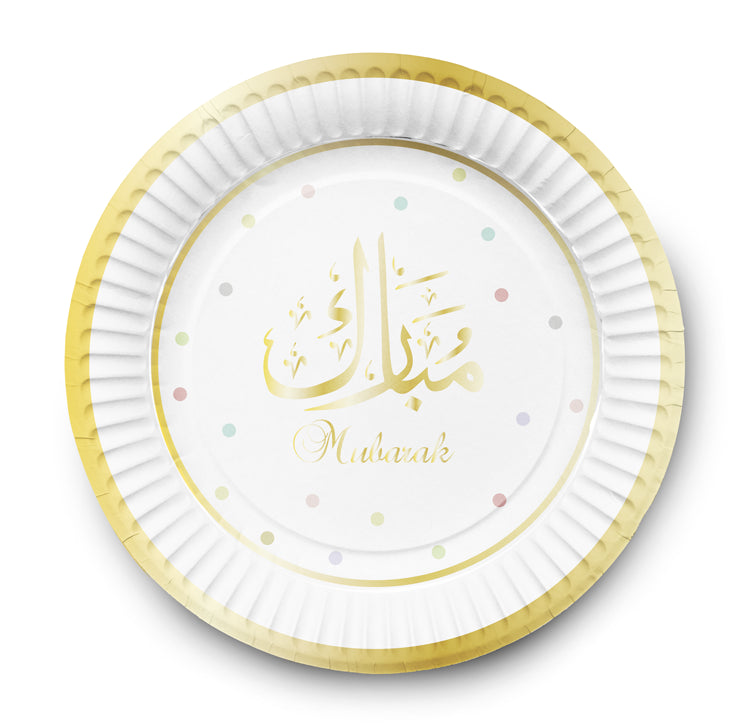 Dessertbordjes Mubarak wit/ goud (6 stuks)