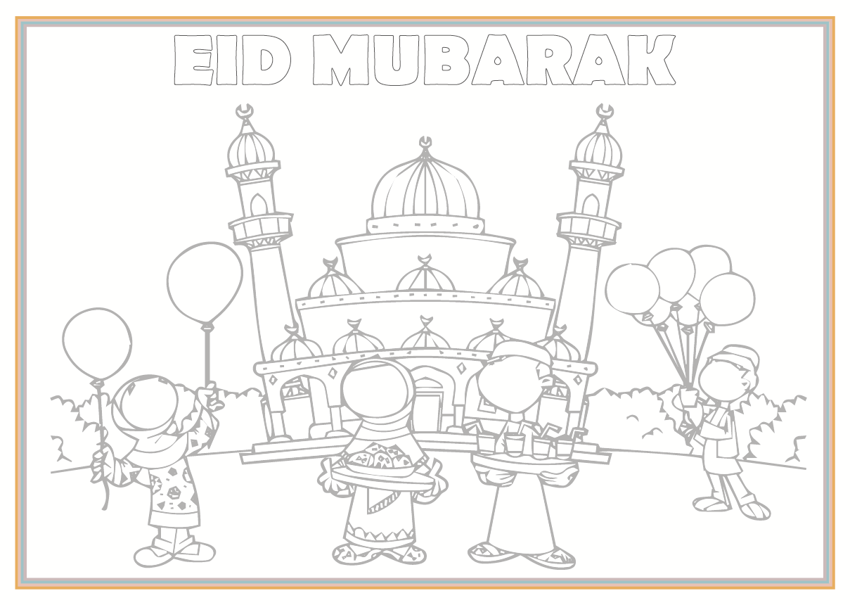 Arabische tekst Happy Eid al Adha schapen spelen met ballonnen cartoon kleurplaat activiteit voor kinderen | Premium Vector Arabische tekst Happy Eid al Adha schapen spelen met ballonnen cartoon kleurplaat activiteit voor kinderen | Premium Vector
