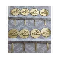 Cupcake prikkers "Eid Mubarak" plastic (8 stuks)