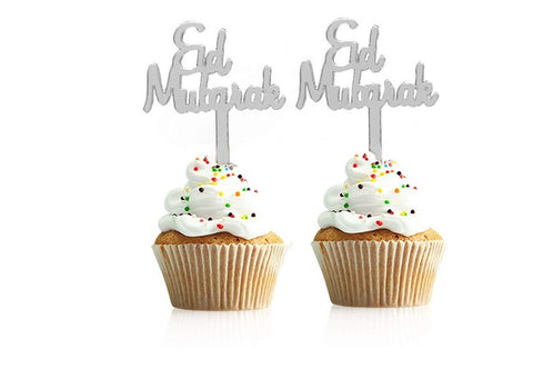 Cupcake prikkers "Eid Mubarak" plastic (8 stuks)