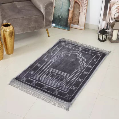 Prayer rug thick and soft -grey