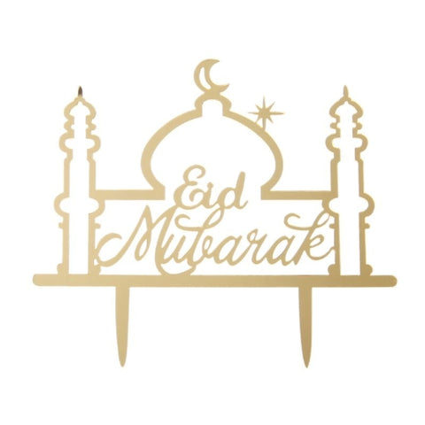 Taarttopper Eid Mubarak 'moskee' - goud (1 stuks) (A)