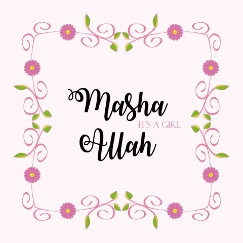 Wenskaart Geboorte Meisje - Masha Allah a girl