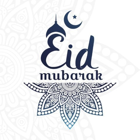 Wenskaart Eid Mubarak Blue
