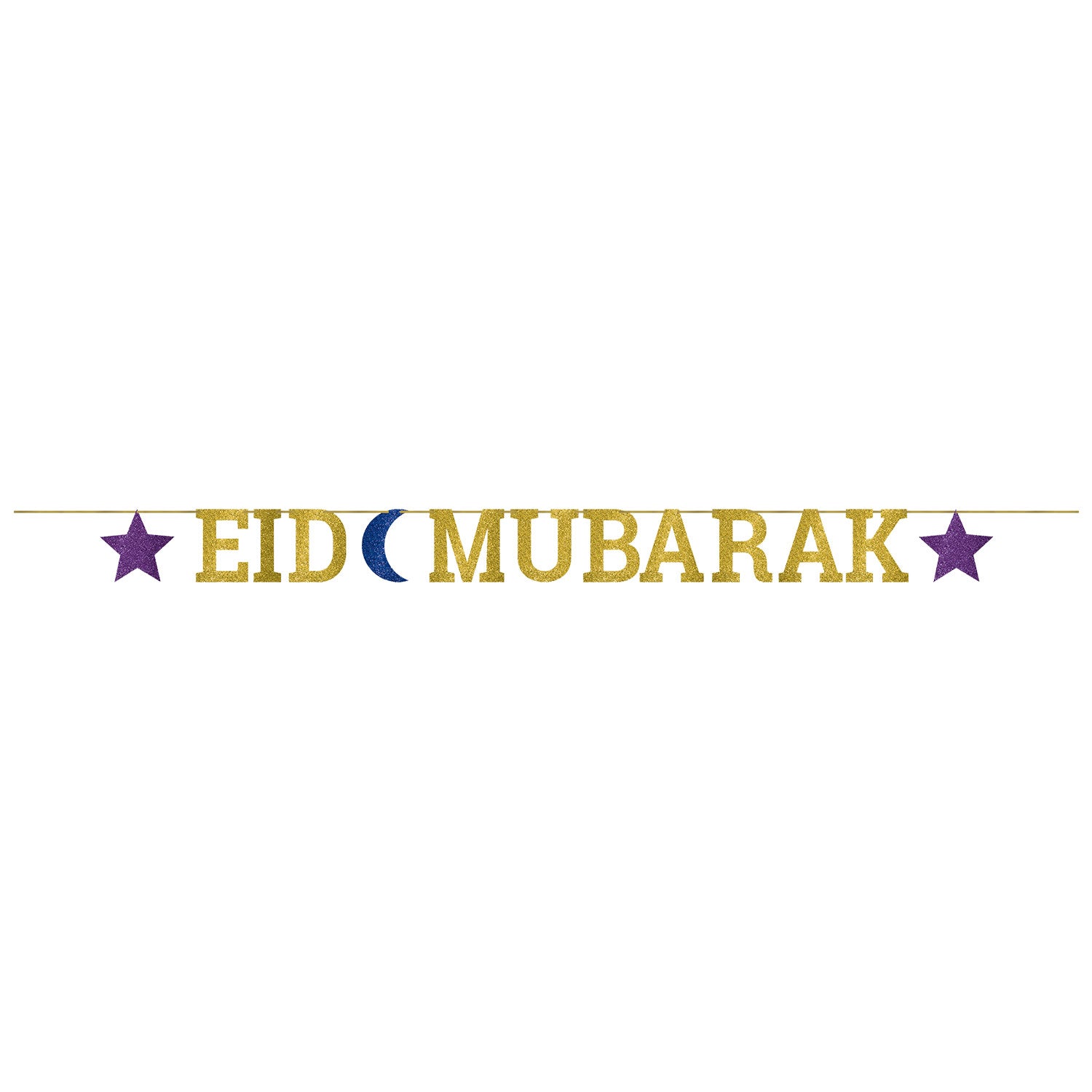 Eid Mubarak Letterbanner - goud/paars