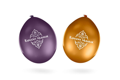 Ballonnen Ramadan paars/goud (10st)