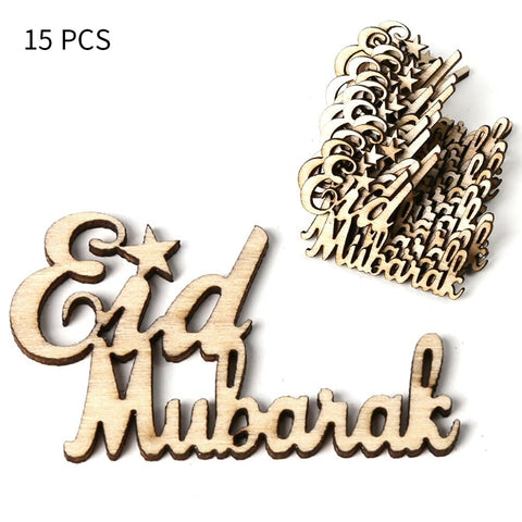 Kleine Eid Mubarak Hout (15 stuks)