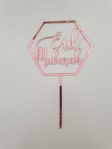 Eid Mubarak Taarttopper ruit roze