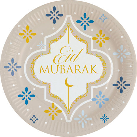 Plates Eid Mubarak -Eastern Gold | 23cm | 8 pcs