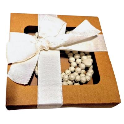 Tasbeeh dans une boîte cadeau Kraft - Blanc